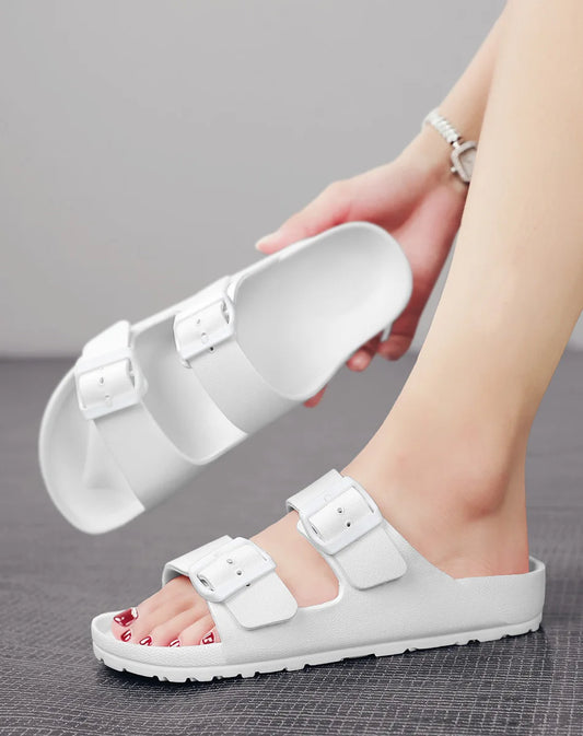 Pantoufles double boucles couleur blanc