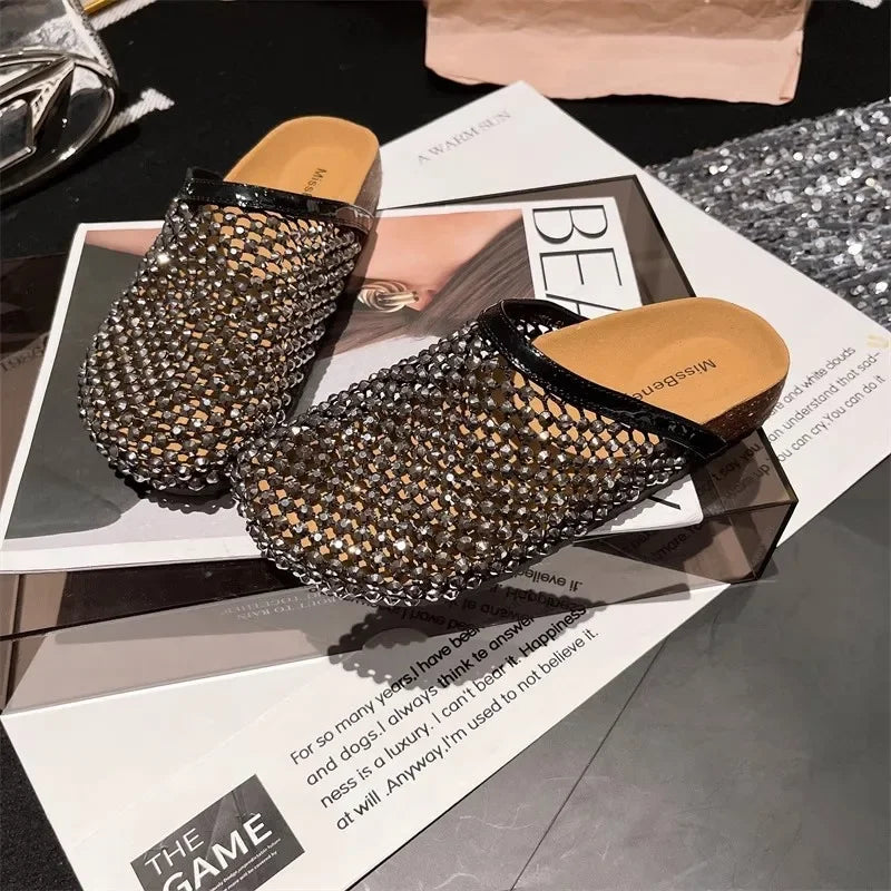 Pantoufles  en résille couleur noir