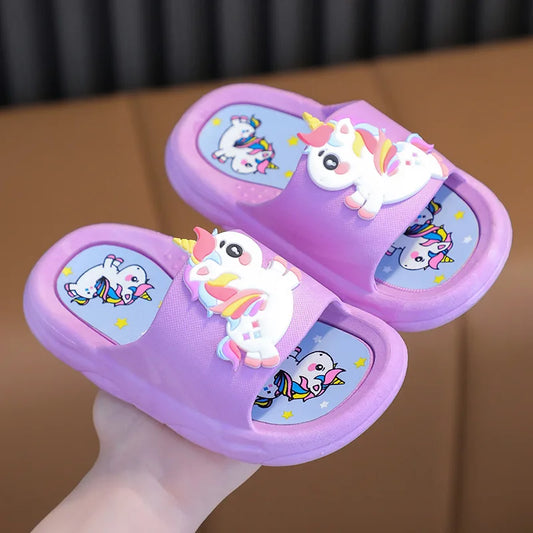 Pantoufles licorne  pour enfants couleur violet