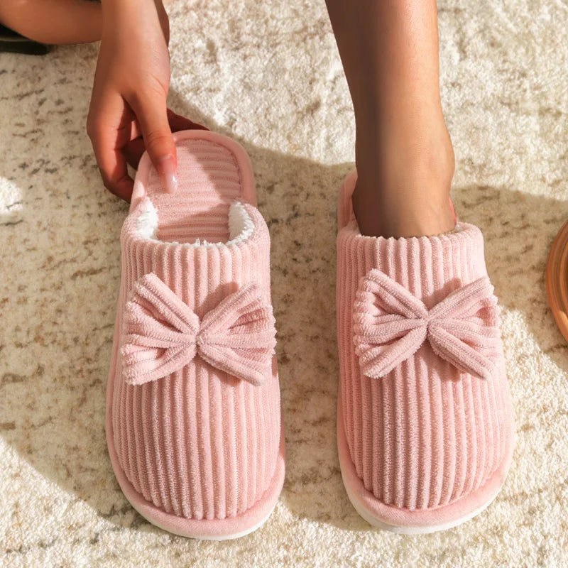 Pantoufles à nœud pour femmes, légères couleur rose