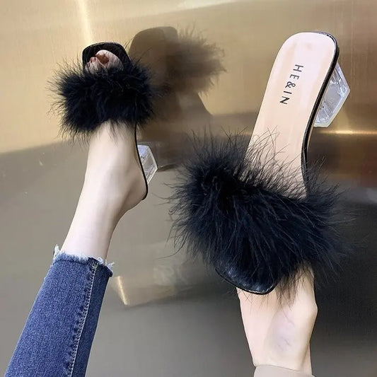 pantoufle air plume couleur noir