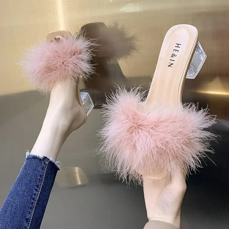 pantoufle air plume couleur rose