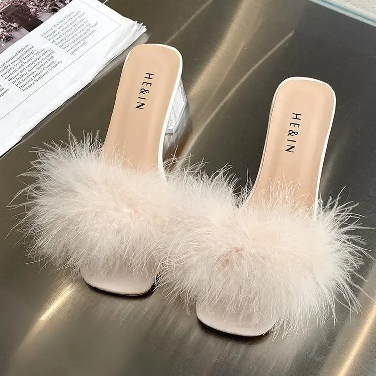 pantoufle air plume couleur blanc