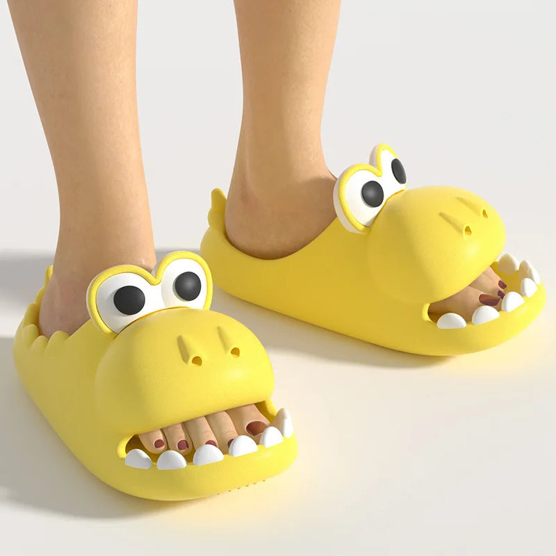 pantoufle dinosaure couleur jaune