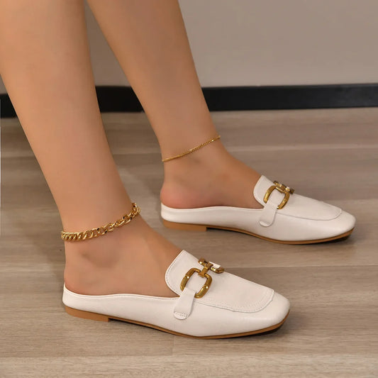 pantoufle en cuir femme coule"ur blanc
