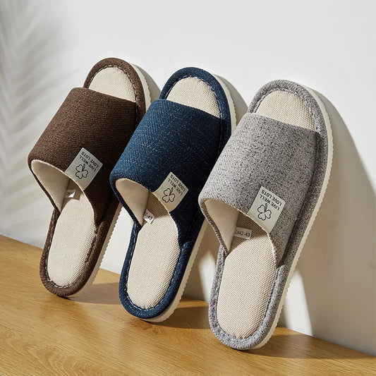 pantoufle en lin pour homme trois couleurs