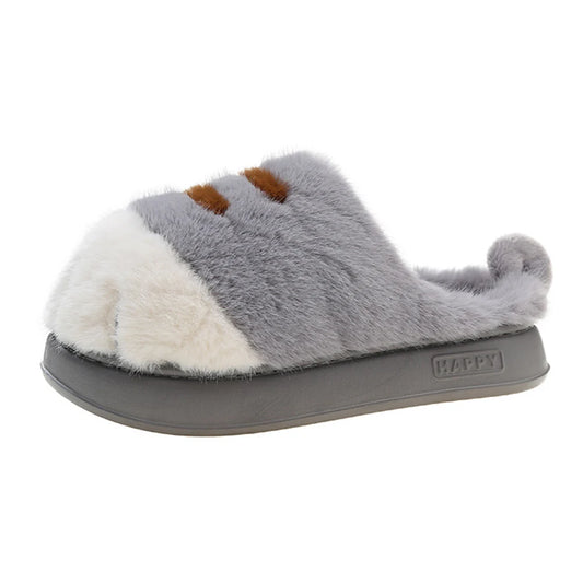 pantoufle en peluche couleur gris