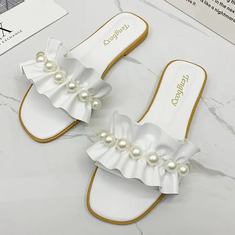 pantoufle femme blanc