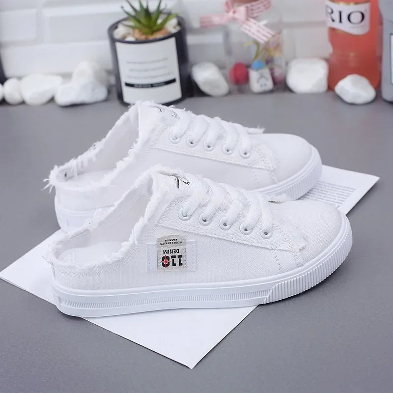 pantoufle jean pour femme couleur blanc