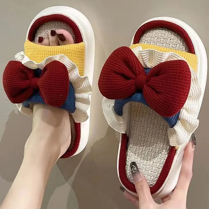 pantoufle lin couleur rouge