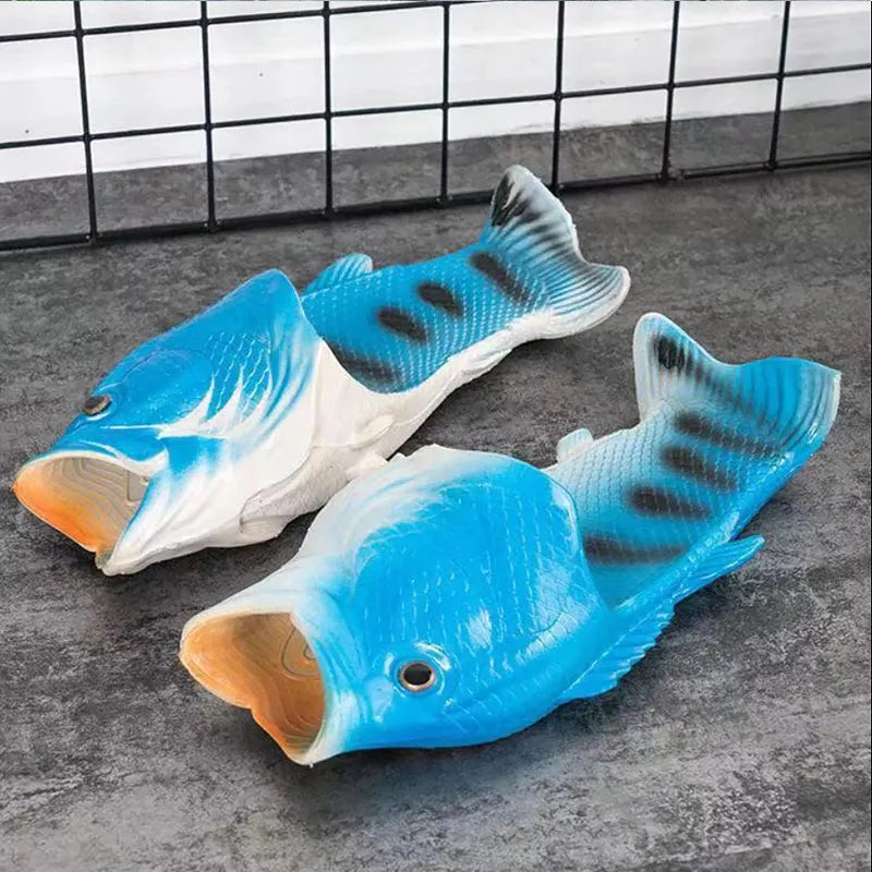pantoufle poisson couleur bleu