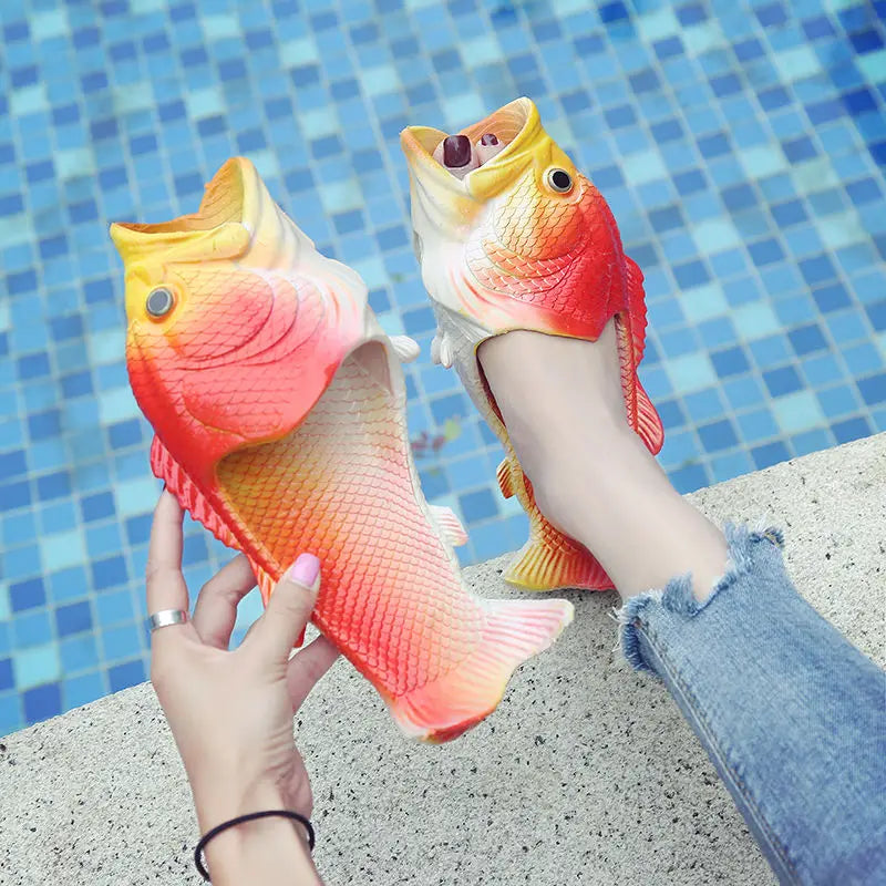pantoufle poisson couleur rouge