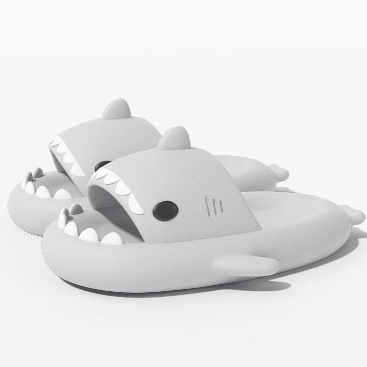 pantoufle requin gris-clair