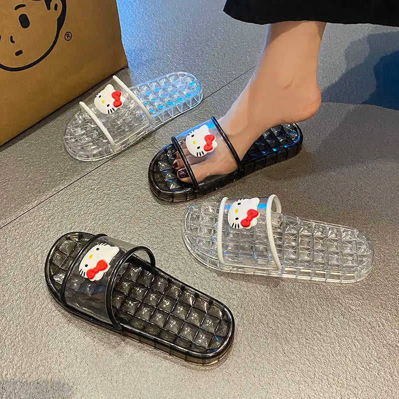 pantoufle transparente noir