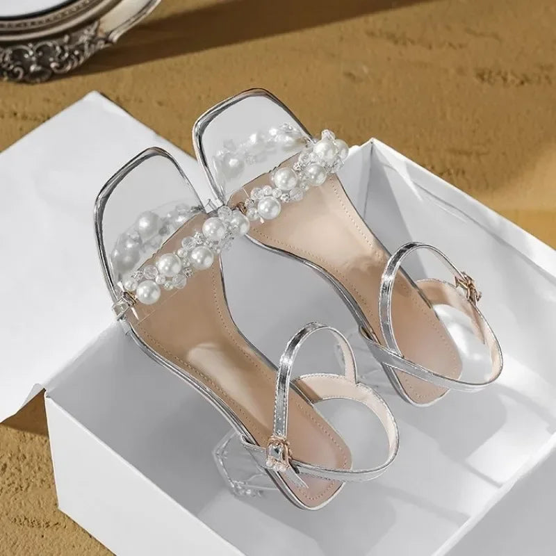 pantoufles avec accessoires de perles une paire