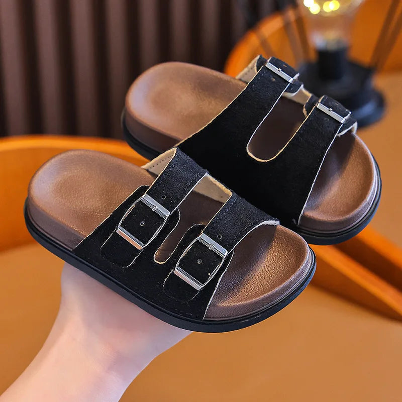 pantoufles d'été pour enfants couleur noir