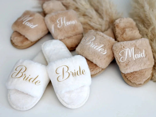 pantoufles moelleux personnalisés pour femmes couleur blanc