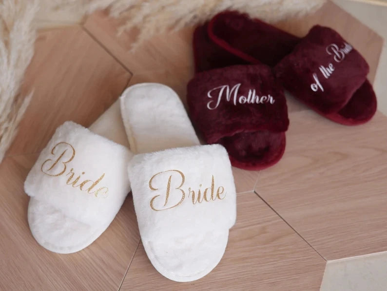 pantoufles moelleux personnalisés pour femmes couleur bordeau